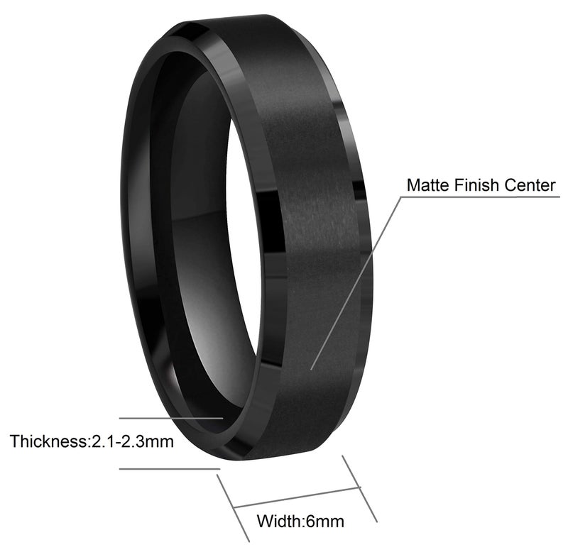 CROWNAL 8mm 6mm Black Tungsten Carbide Wedding Couple Bands Rings Matte Finish Center Engraved Forever Size 5 To 17 (6mm,5.5) - Image 3